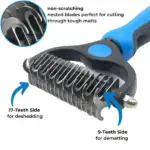 Pet Grooming Brush – Double Sided Shedding And Dematting Undercoat Rake Comb - Image 11